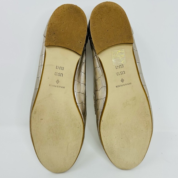 Donald Pliner Balton Metallic Gold Croc-Embossed Leather Loafer - Picture 13 of 15